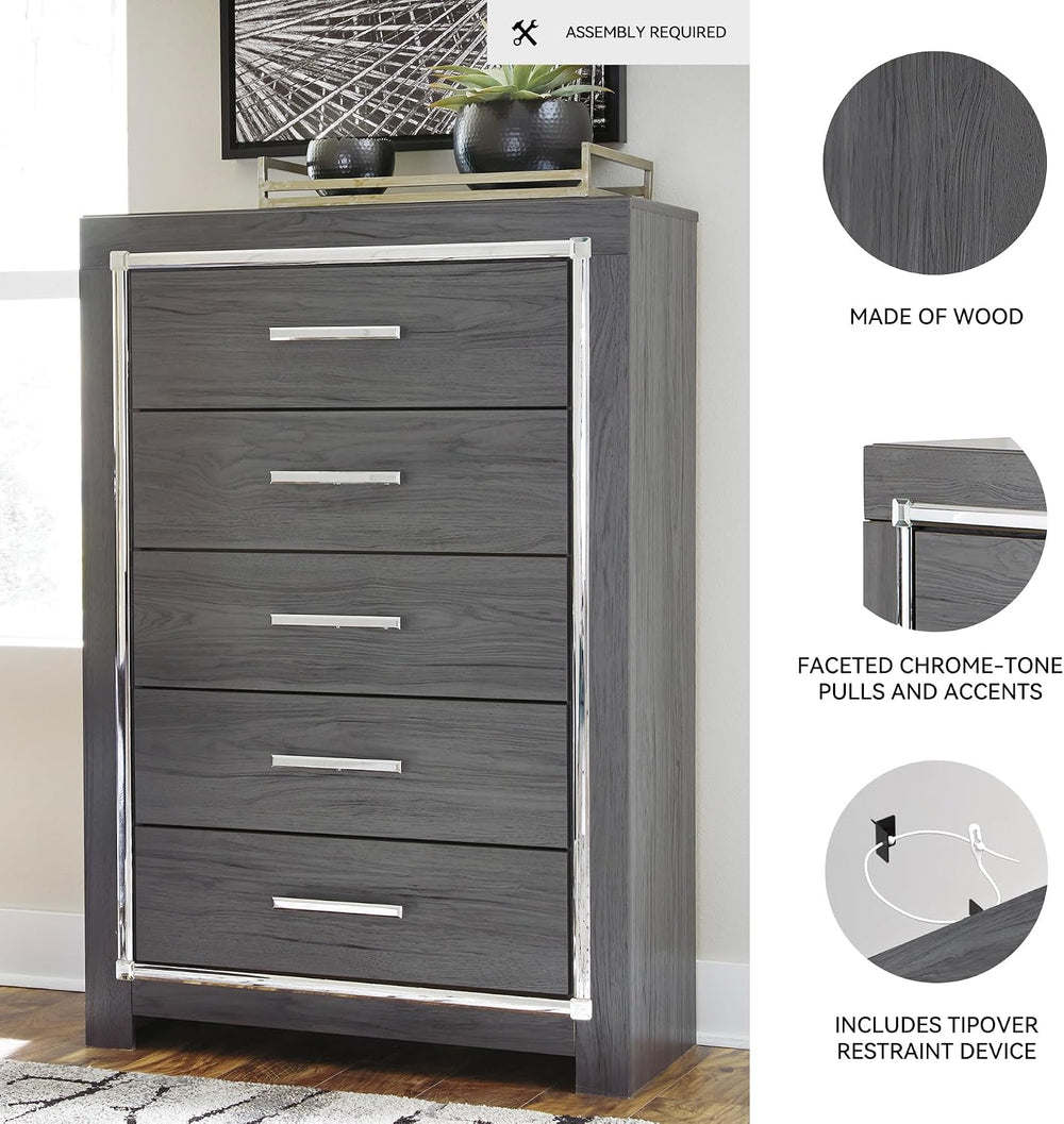 Signature Design by Ashley Lodanna Fully Assembled Gray 5 Drawer Chest
