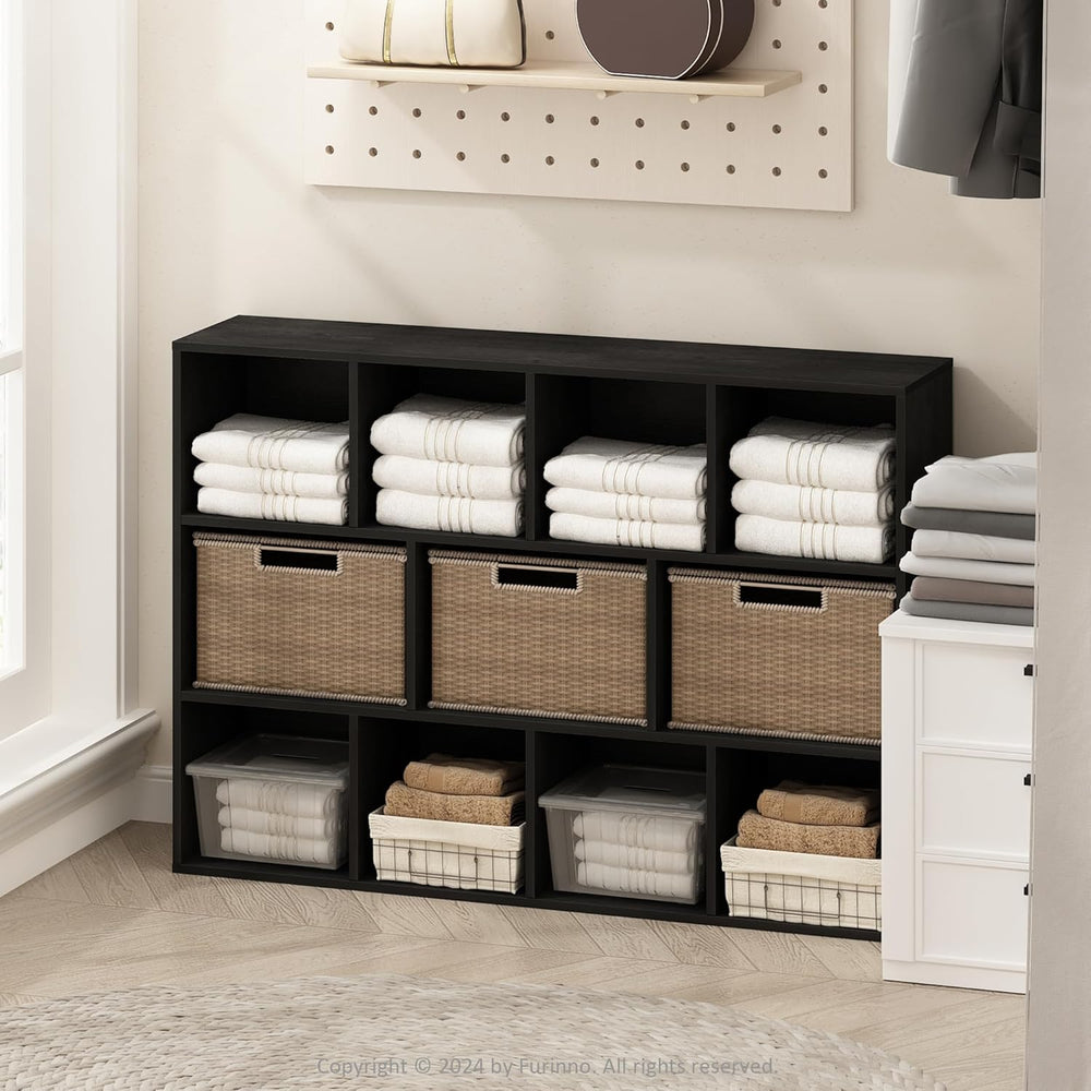Furinno Reed Closet Organizers and Storage, 11-Cube Closet Organizer, Open