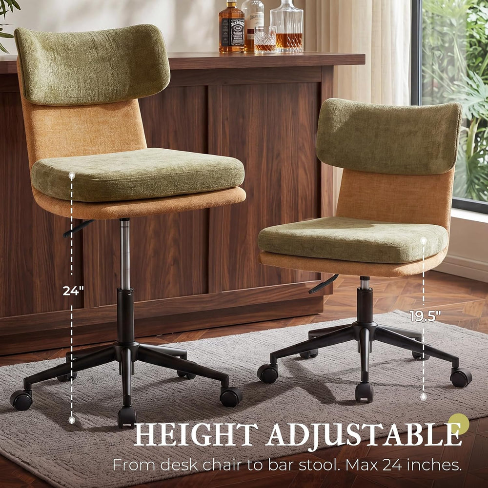 COMHOMA Home Office Desk Chairs with Ergonomic Curved Backrest, Mid Century M...