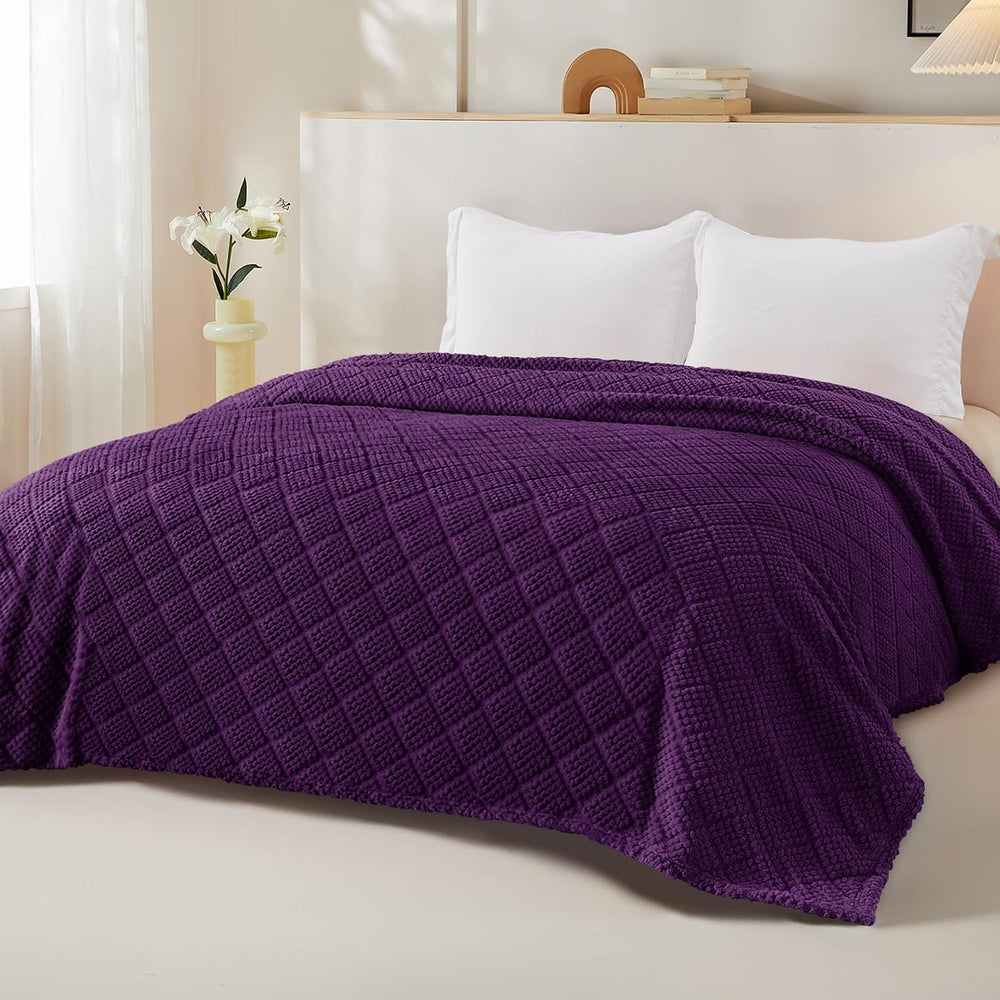 Whale Flotilla Soft Fleece King Size Blanket for Bed, Purple