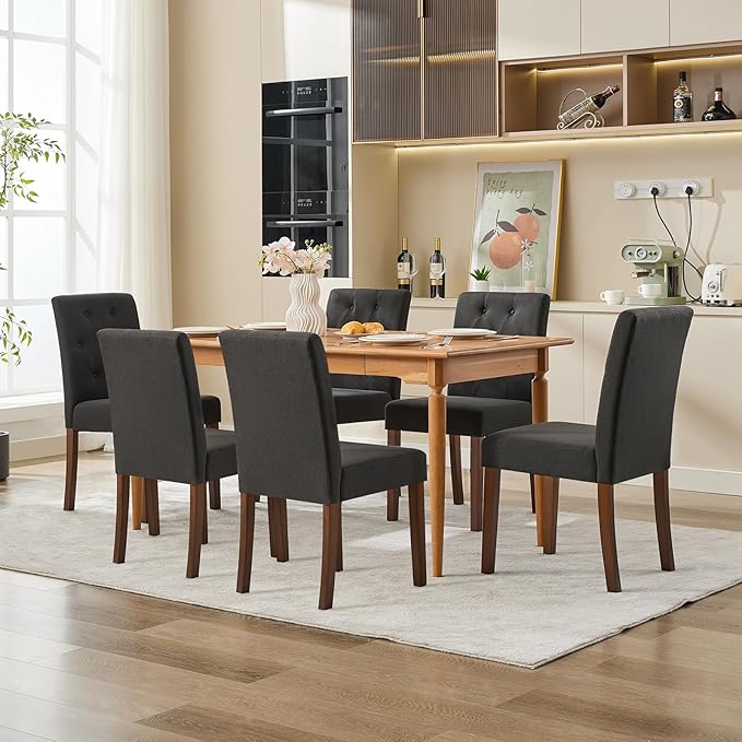 Upholstered Dining Chairs Set of 4, Modern Fabric Kitchen Side Chairs with St...
