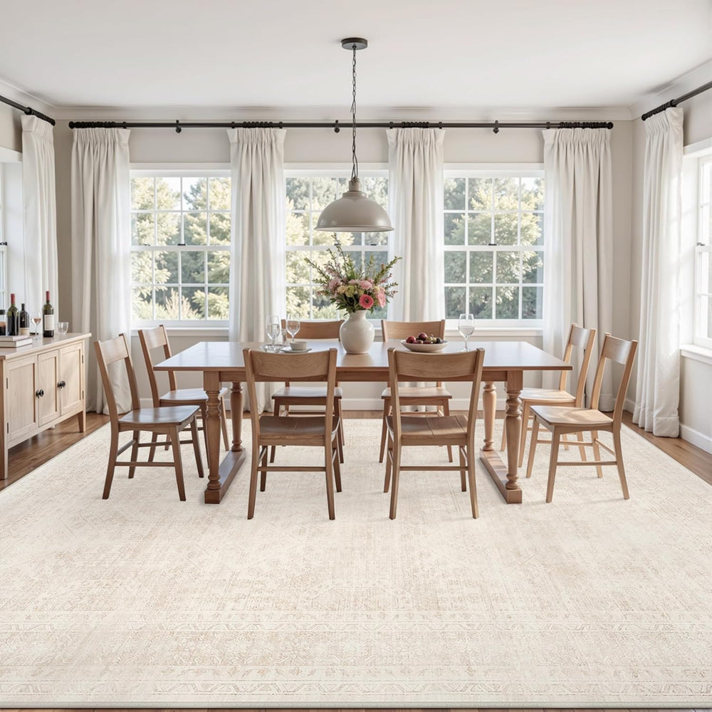 6x9 Area Rugs Living Room: Bedroom Neutral Washable Carpet Beige