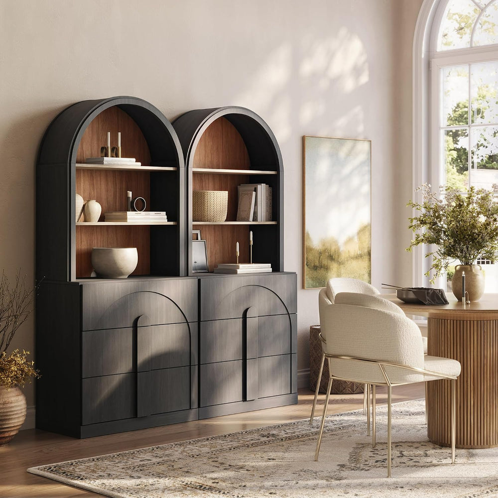 BELLEZE Bijou Storage Cabinet with Drawer, Set of 2 - Ebony