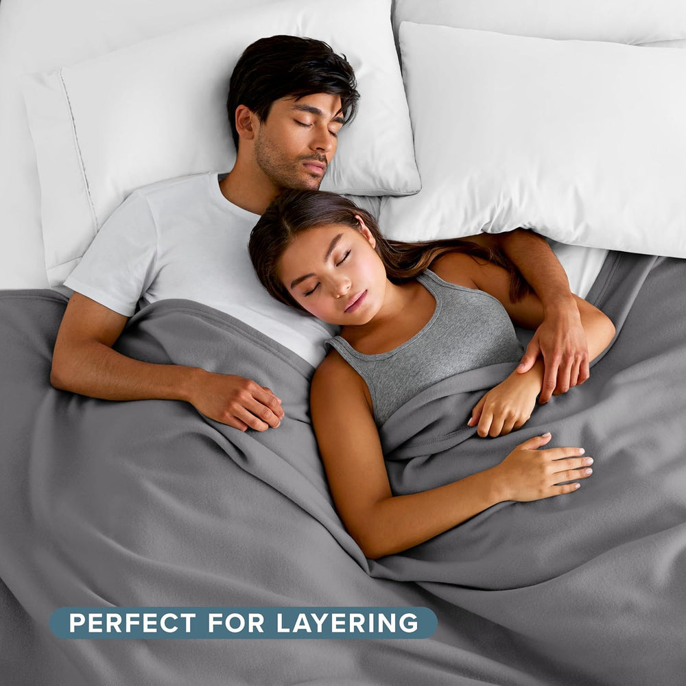 Bare Home Polar Fleece Blanket (Full/Queen, Grey)