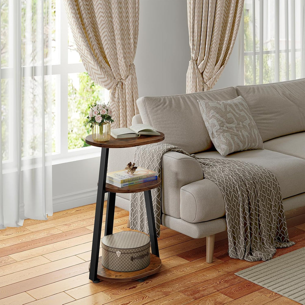 Kalrin Side Table, Small End Table with Metal Frame, 3-Tier Bedside Tables, R...
