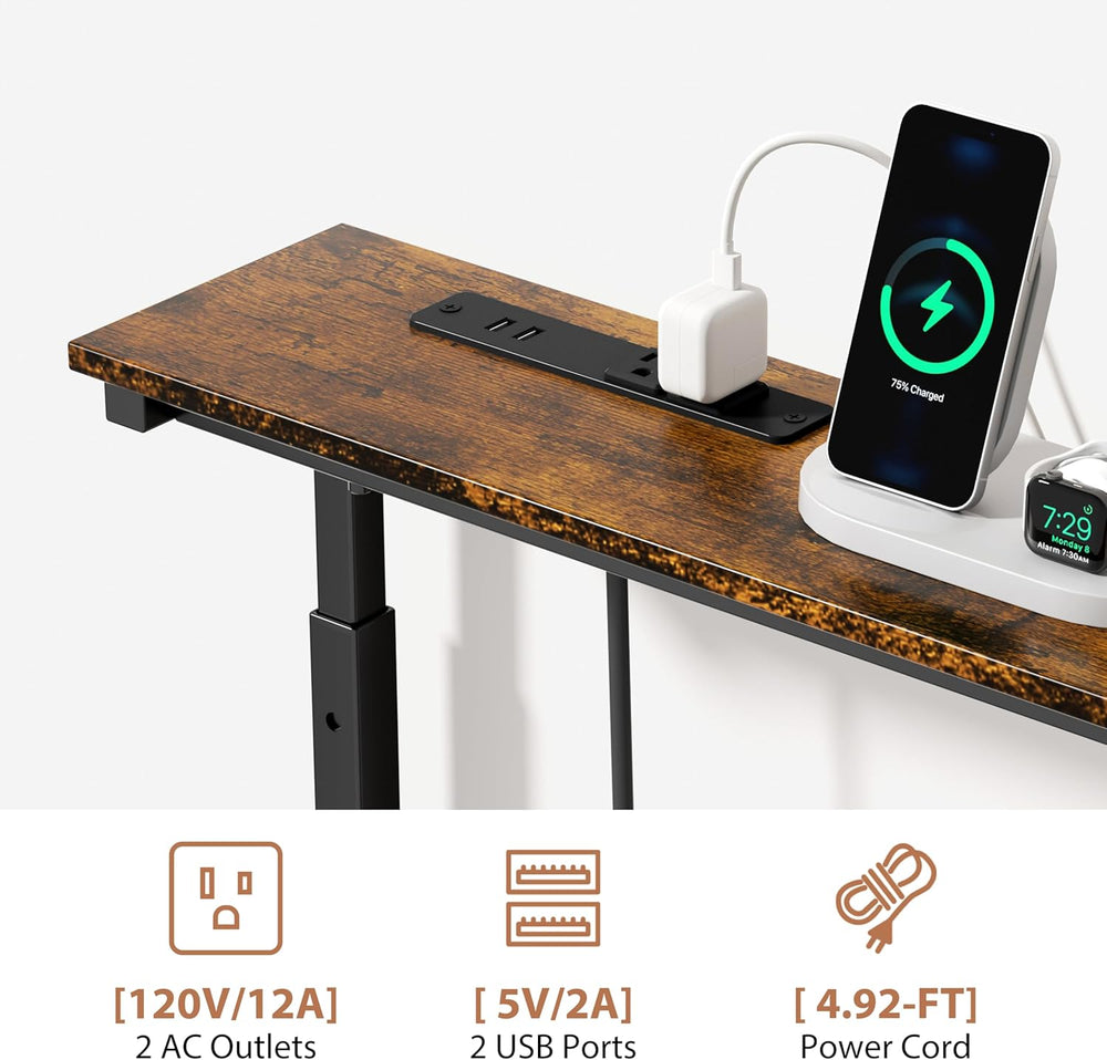 GRLEAF 2 Pack Adjustable Height Narrow Console Table with Power Outlets, 90&q...