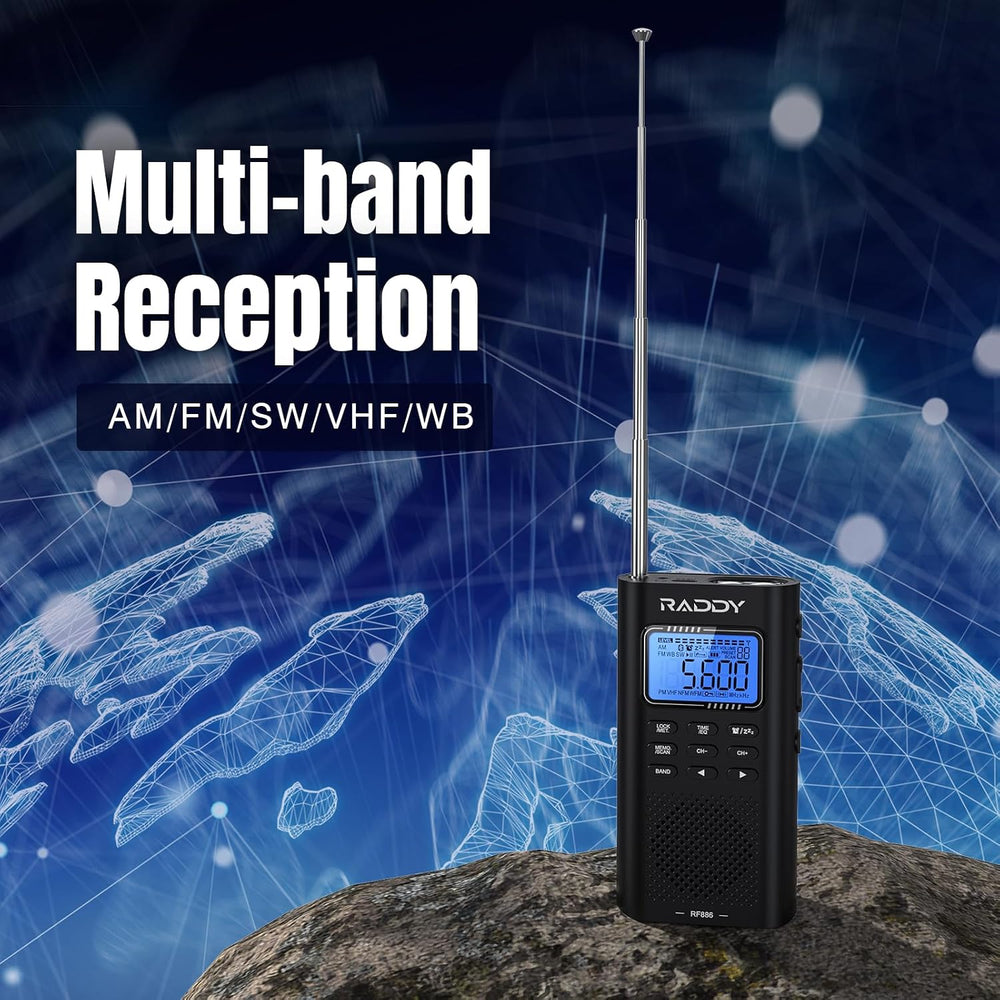 Raddy RF886 Portable Digital Shortwave Radio, Bluetooth & NOAA