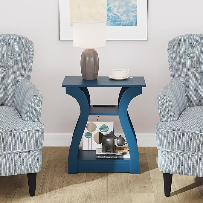 End Tables Living Room, End Table end Table with Charging Station and USB,Nav...