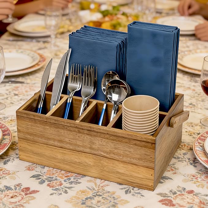 VaeFae Acacia Silverware Caddy