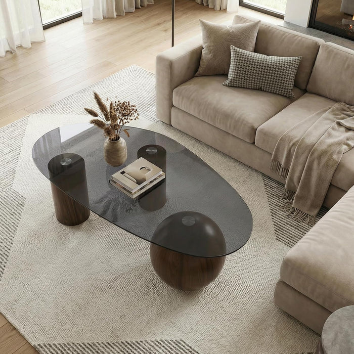 Hyfirm 55" Smoked Glass Cloud Coffee Table