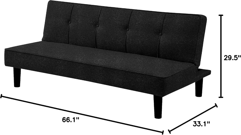 Serta Futon Twin Sofa Bed, Smaller, Black