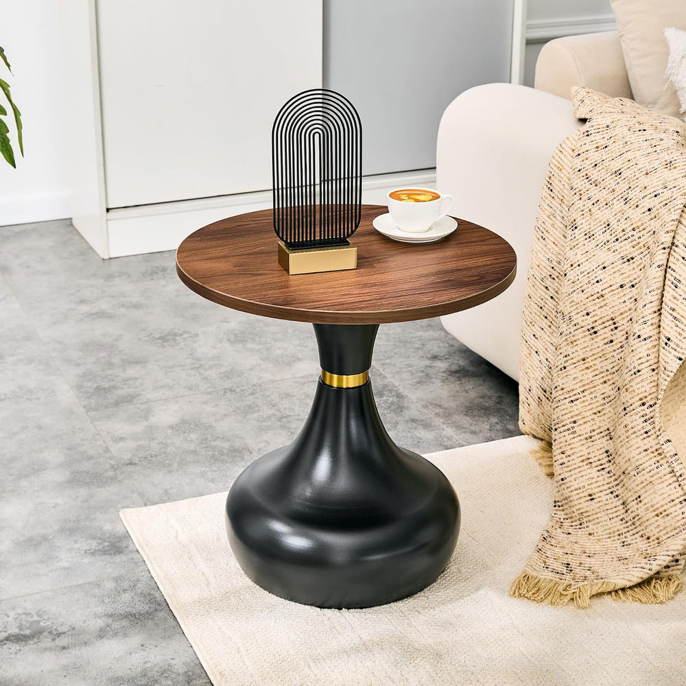 Nesting Coffee Table Set of 2, Modern Rustic Round Wood Center Table Set | Fr...