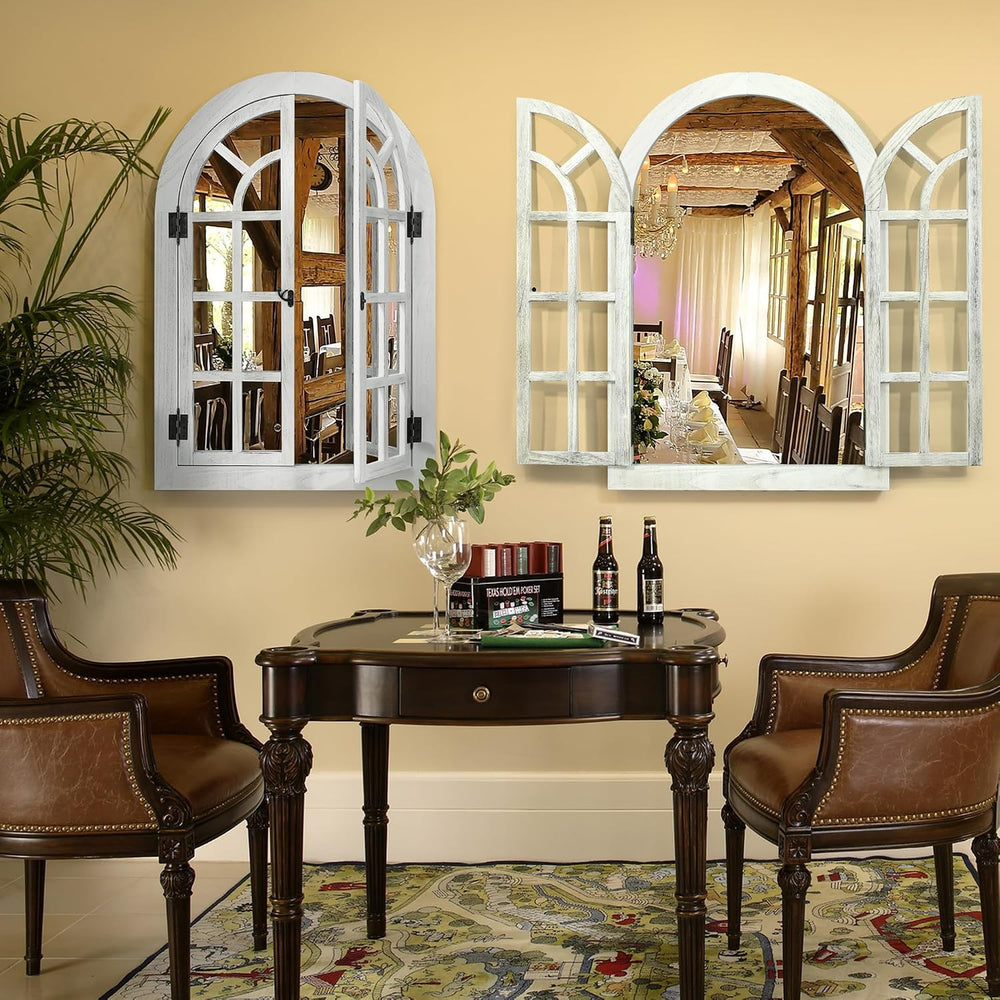 Window Mirrors for Wall Decor -Arched Wall Mirror Farmhouse Wood