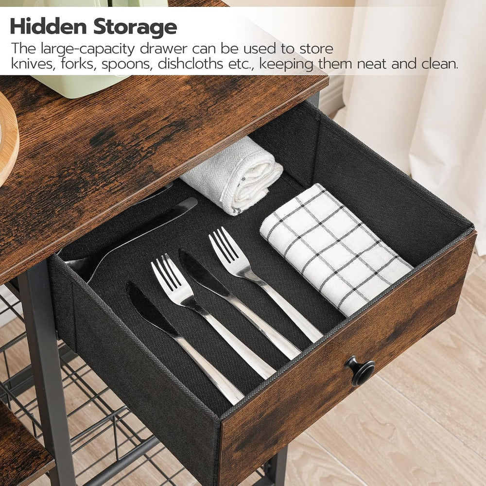 HOOBRO Bakers Rack with 4 AC Power Outlets, 5-Tier Coffee Bar with Wire Baske...