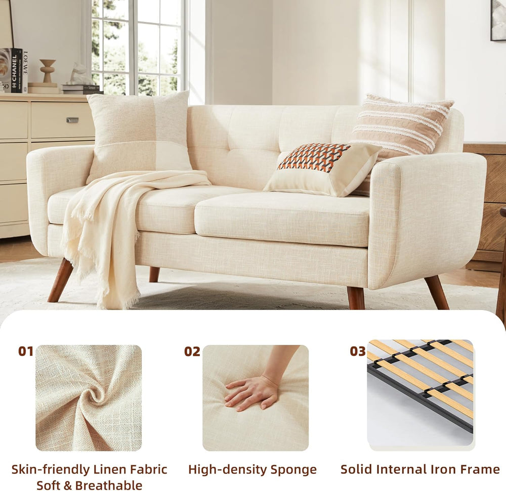 Tbfit 65" W Loveseat Sofa, Mid Century Modern Decor Love Seat Couches fo...