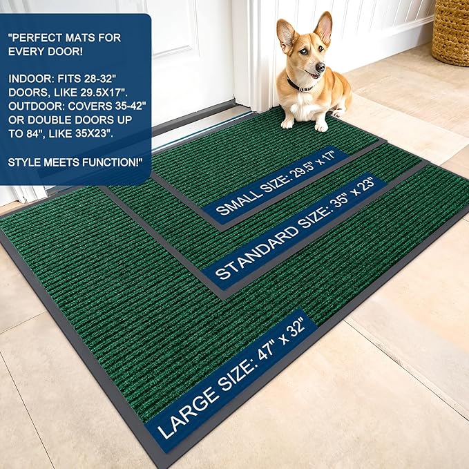 OLANLY Front Door Mat Indoor Outdoor Entrance, Waterproof Heavy Duty Doormat