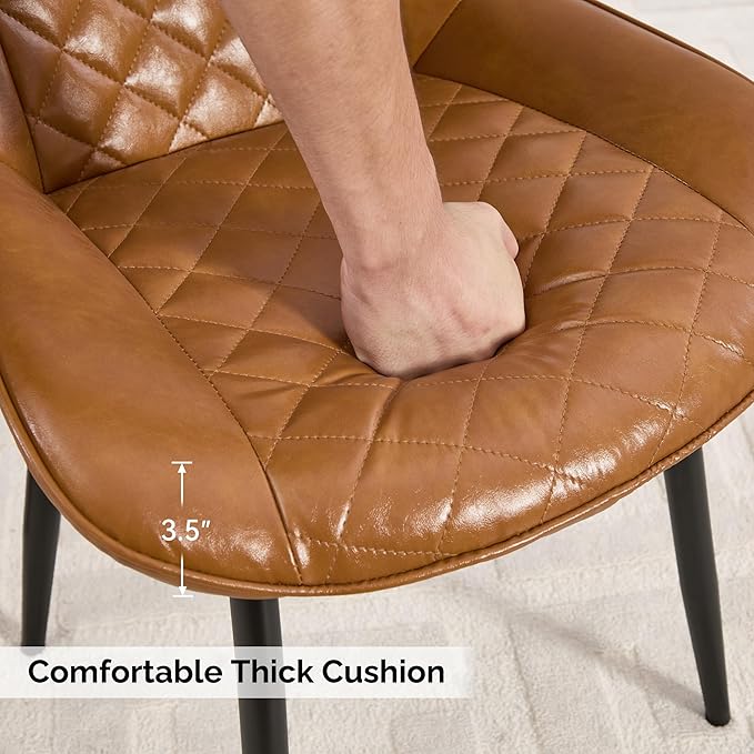 Dining Chair Set of 3, Modern Dining Chairs with Thick Cushions, Faux Leather...