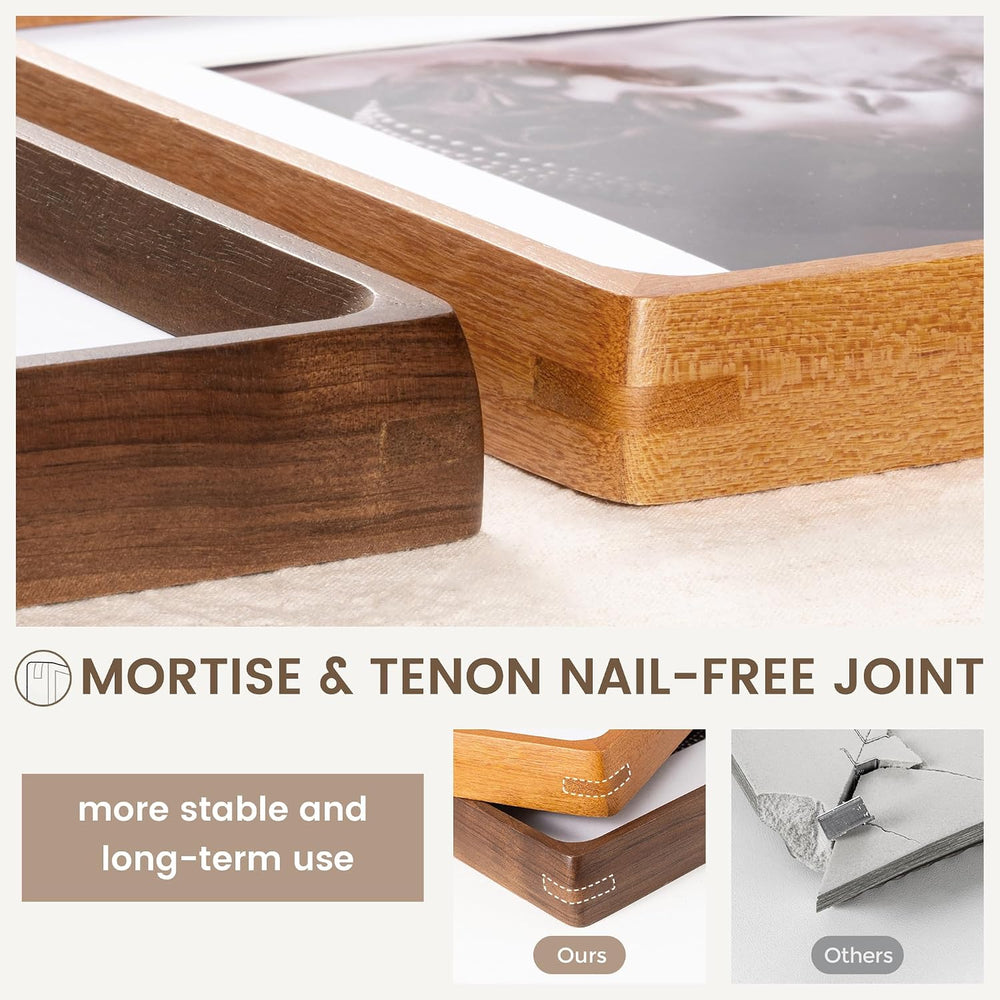 11x14 Picture Frame, USA-Sourced Teak Wood Photo Frames with HD Tempered Glas...