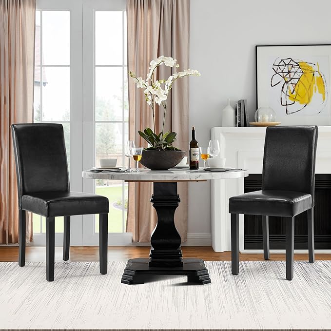 LSSPAID Dining Chairs Set of 2, PU Leather Padded Upholstered Modern Parson C...