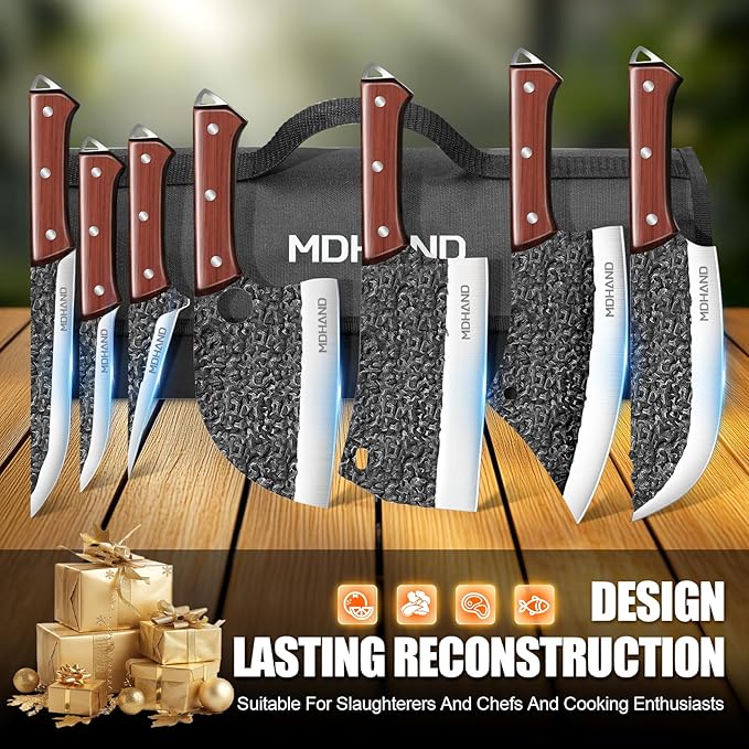 MDHAND Butcher Knife Set, Sharp Meat Cleaver Knife & Bone Chopper Knives ...