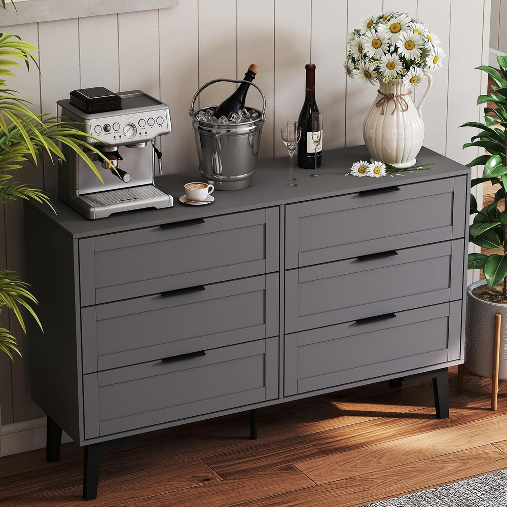 TaoHFE Grey 6 Dresser for Bedroom Modern Grey Chest of Drawers