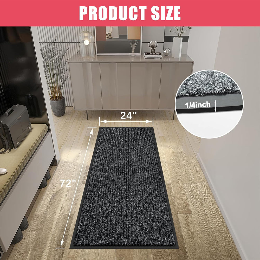 Kuyal Front Door Mat, 2'x6' Indoor Outdoor Entrance Mat
