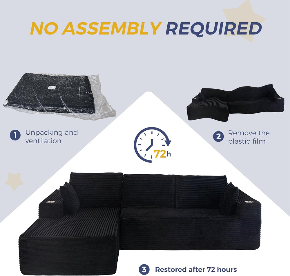 MAXYOYO 104" Modular Sectional Couch with L-Shape Chaise, Modern Boneles...