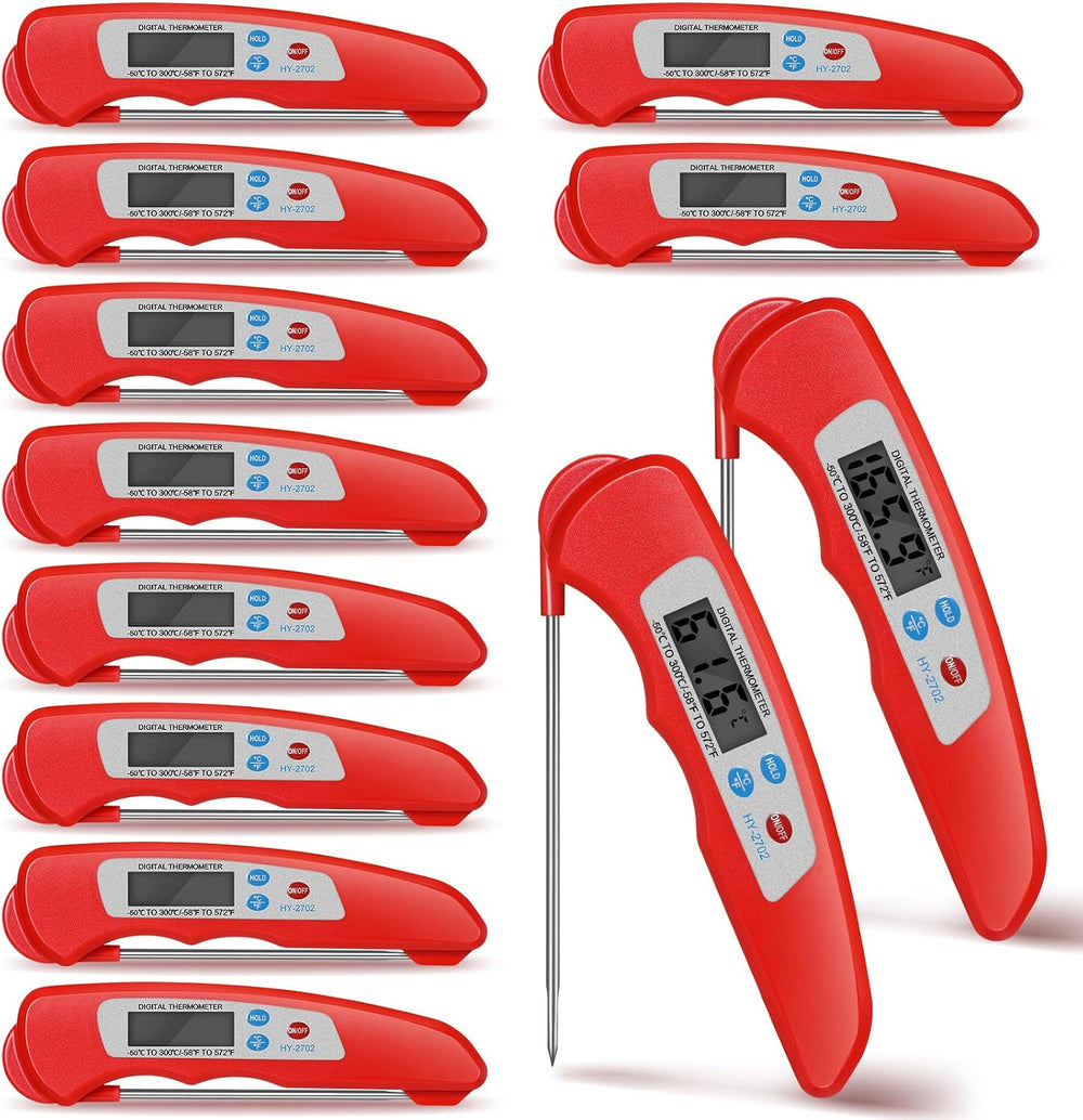 Xuhal 12 Pcs Digital Meat Thermometer with Probe Instant, Red