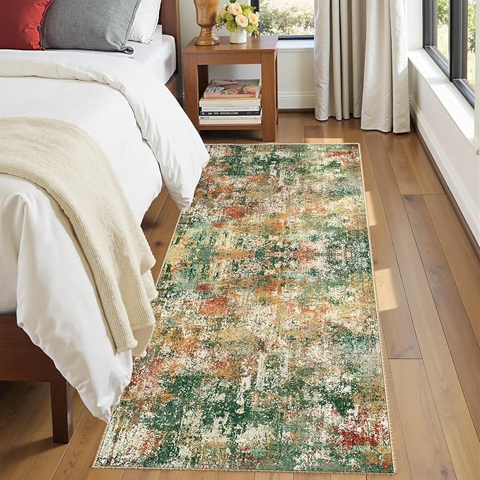 Washable Area Rugs 2'x8' Non-Slip Modern Abstract Soft
