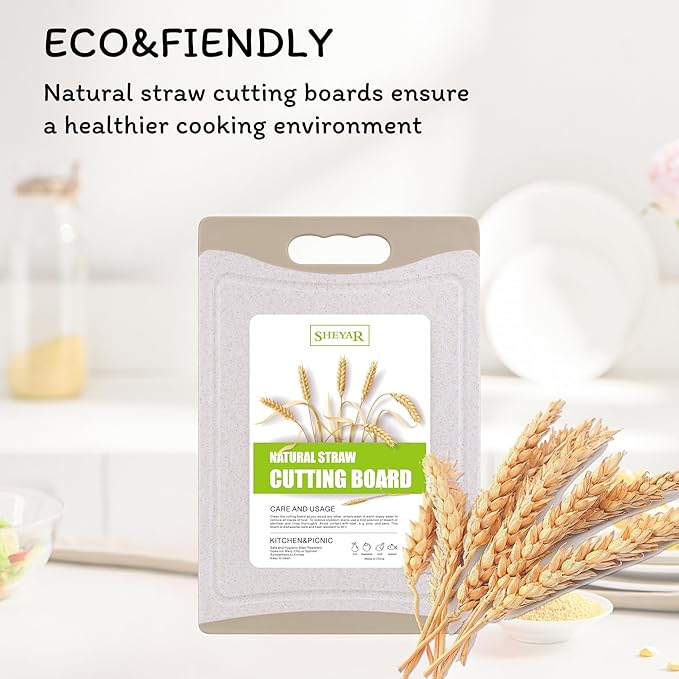 Cutting Board for Kitchen, Wheat Straw Fiber Cutting Board, Dish Washer Safe