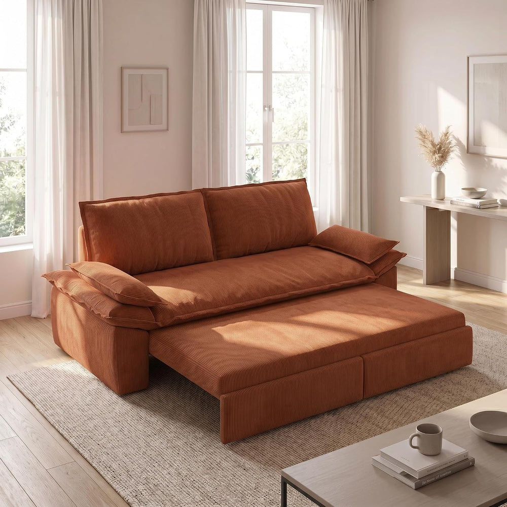 73.2" Sofa Bed Queen, 3-in-1 Pull Out Sofa Bed with Pillow Armrest, Mode...