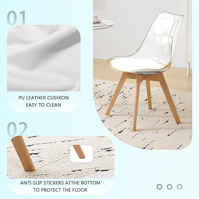 Clear Dining Chairs Set of 2, Modern Acrylic Dining Chair Transparent Chairs ...