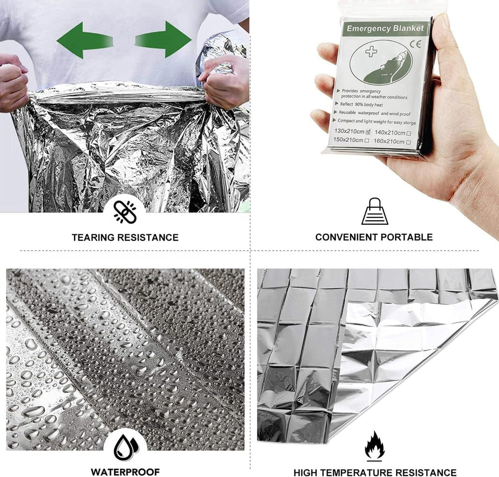 Emergency Foil Blanket 100 Pack Survival Thermal Mylar Reflective Blankets
