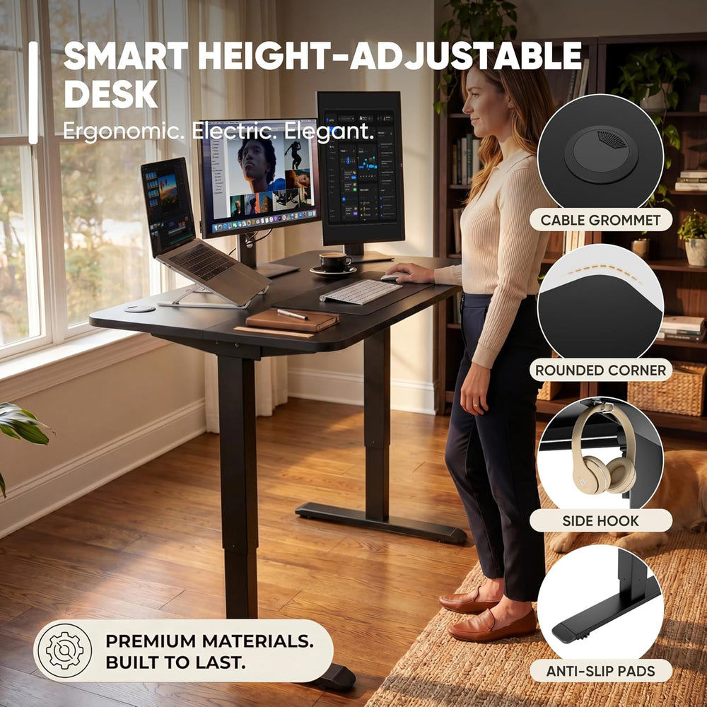 Furmax 55 x 24 Inches Electric Height Adjustable Standing Desk Large Sit Stan...