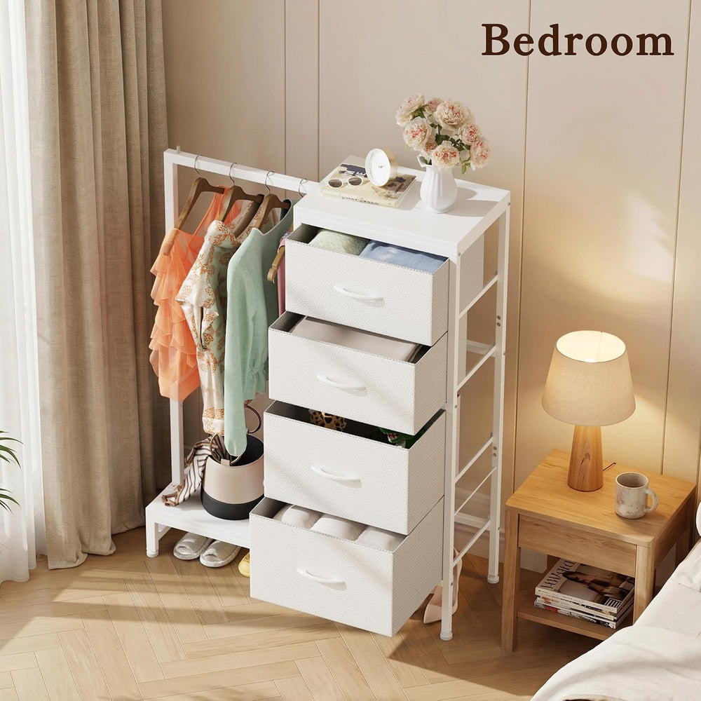 Tall Dresser 44''H with Hanging Rack, 4 Drawers Small Closet Dresser ...