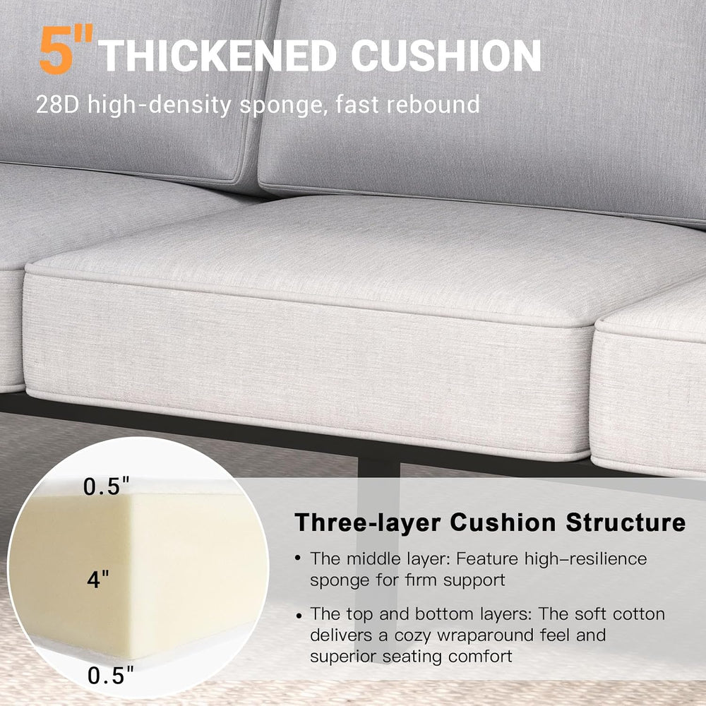Aluminum Outdoor Loveseat, Oversized Patio Couch, Modern Sofa All Weather Met...