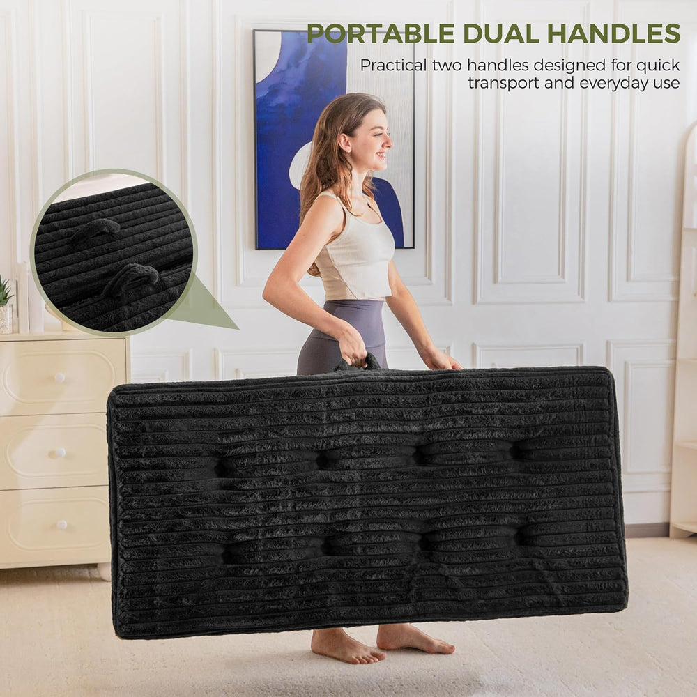 MAXYOYO Folding Sofa Couch Bed, 6 Inch Tri-Fold Floor Sofa Bed, Folding Mattr...