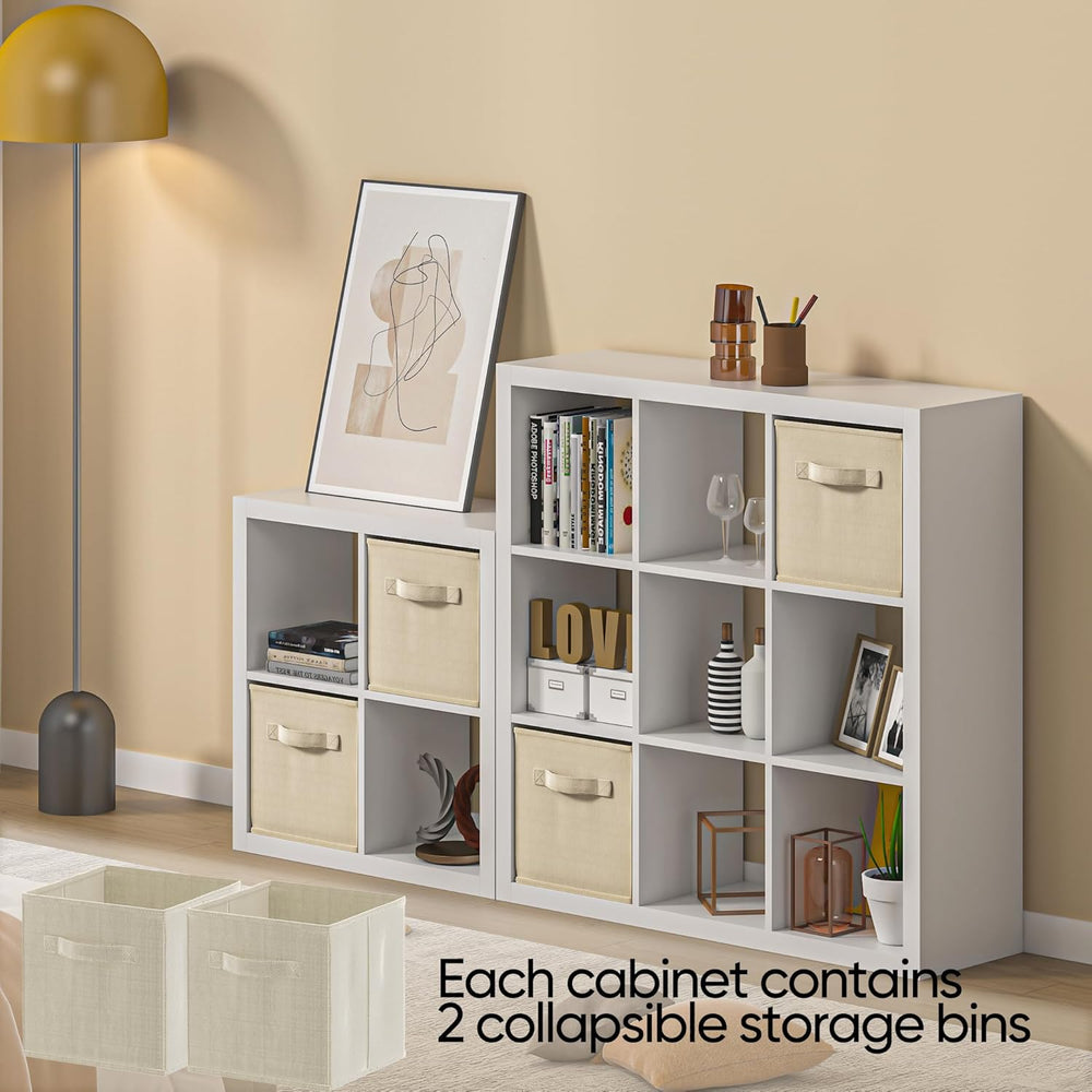 furtble Bookshelf with Storage Bins, 8-Cube Storage Organizer with Back Panel...