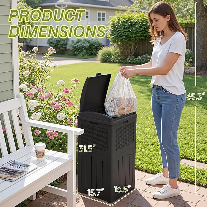 Greesum 33 Gallon Outdoor Trash Can