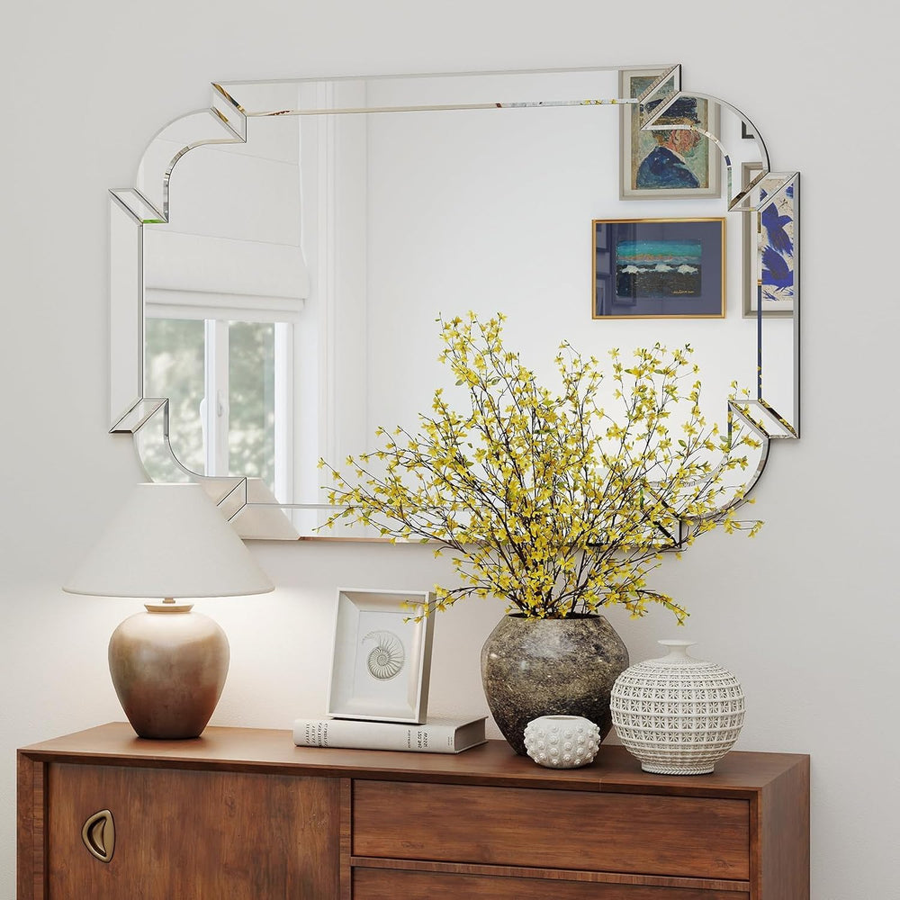 36''x24'' Bathroom Mirror with Beveled Glass, Elegant Decorat...