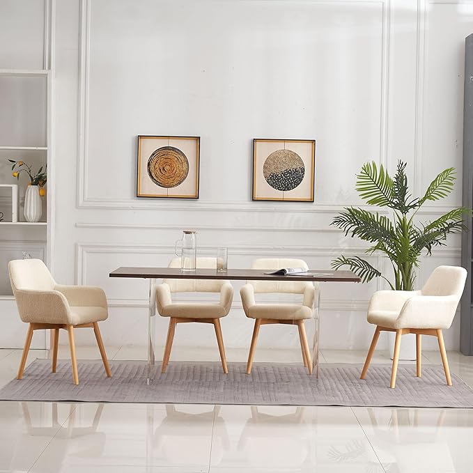 Mid Century Modern Dining Chairs Set of 4 & 2 & 6 Comfy Accent Chair ...