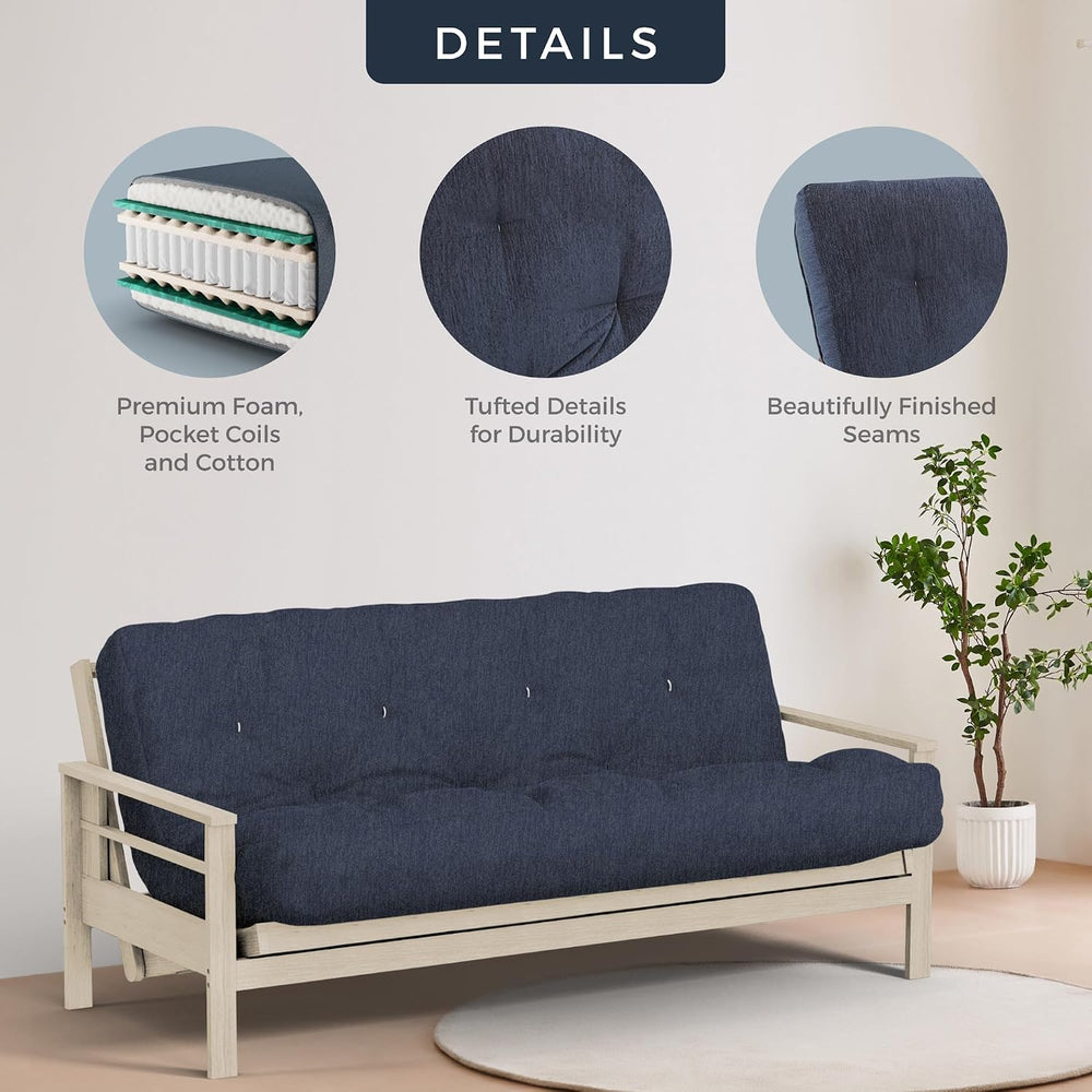 Loosh Home |10" Full Size Futon Sofa Bed Pocket Coil Mattress - USA Made...
