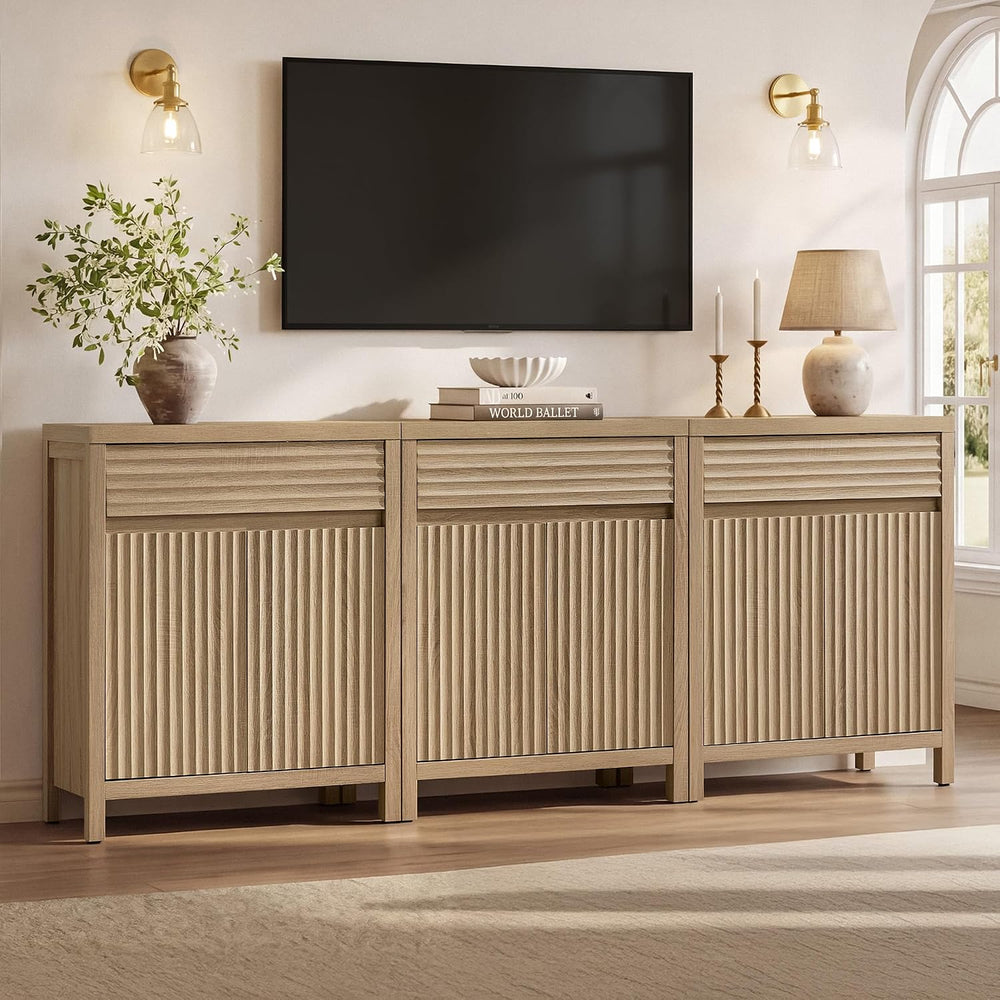 SICOTAS 29" Fluted Buffet Cabinet with Drawer, Modern Storage Cabinet | ...