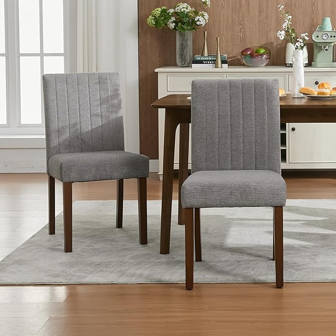 Upholstered Dining Chairs Set of 4, Button Tufted Parsons Chairs with Wood Le...