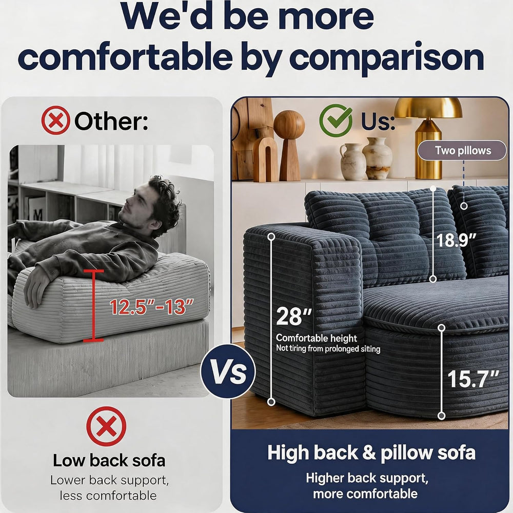 78.7" Futon Sofa Bed, Memory Foam Convertible Couch, Dark Gray