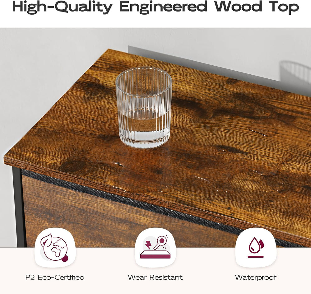 WLIVE Tall Dresser for Bedroom, 7 Drawer Dresser, Rustic Brown