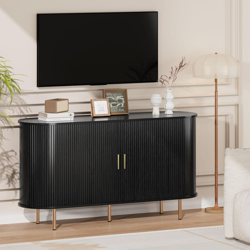 DHH Sideboard Buffet Cabinet with Storage,Mid Century Modern Fluted Accent Co...