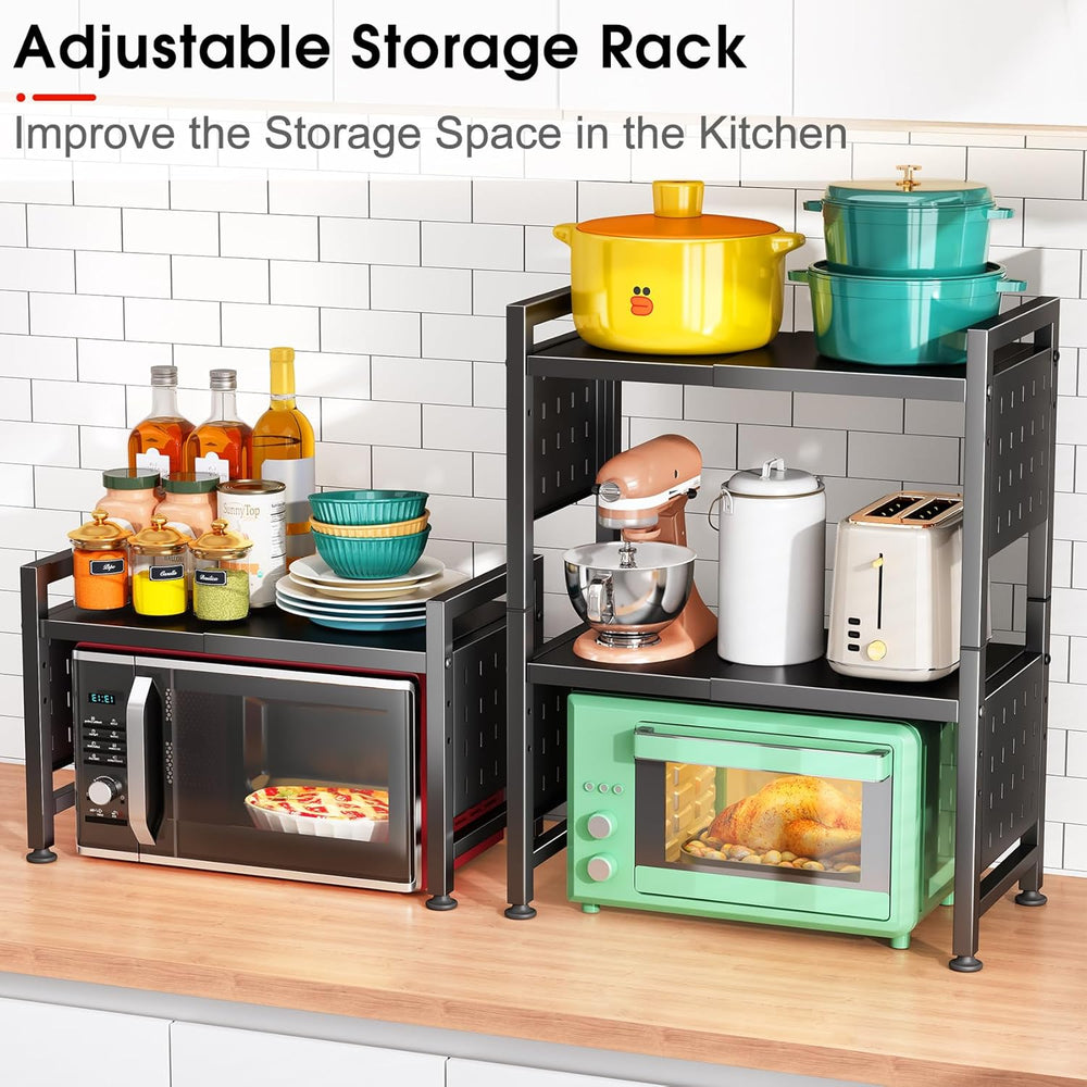 Microwave Stand, 3-Tier Expandable(17.4"- 27.4") Heavy Duty Adjusta...