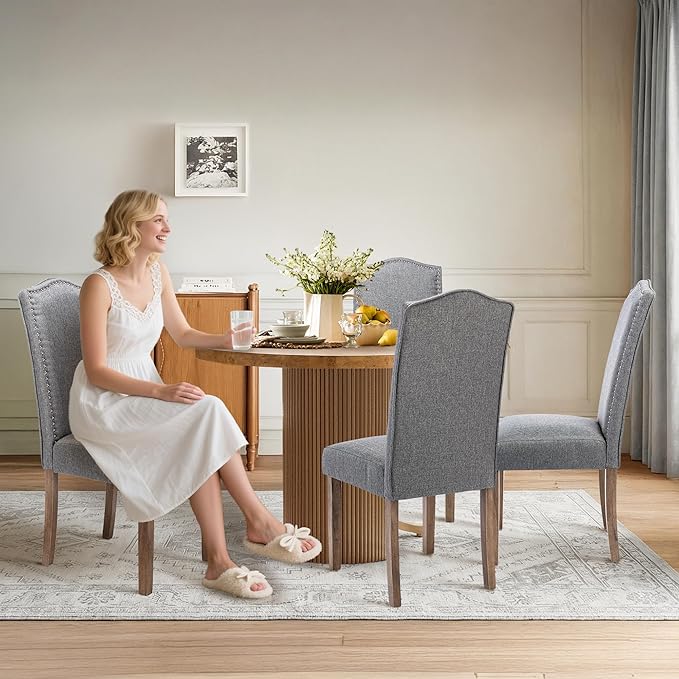 Upholstered Dining Chair Modern Stylish Parsons Kitchen Diner High Back with ...