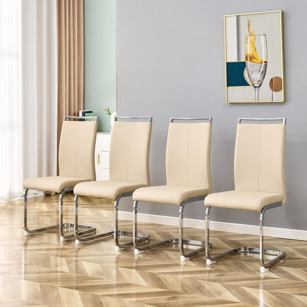 AZmac Modern Leather Dining Chairs Set of 4,Armless Kitchen Chairs,Dining Roo...